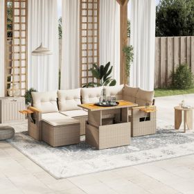 Outdoor Sofa Set Beige PE rattan Large Adjustable Feet