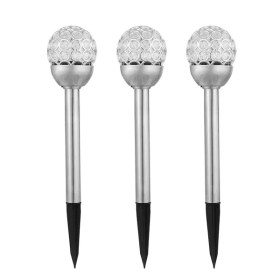 Solarek 3 Pcs Outdoor Solar Lights IP44 Waterproof Ball RGB Light Garden Decor Lamp Landscape Christmas (Color: Silver)