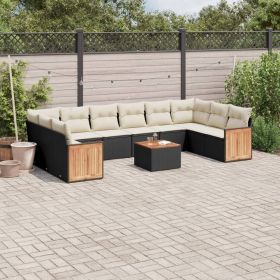 Outdoor Sofa Set Black, Cream White (Color: Black)