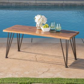 ZION INDUSTRIAL WOOD AND METAL COFFEE TABLE (Color: as Pic)