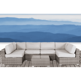 Fully Assembled Wicker Patio Sofa Set for 4 with Cushions Convenient Outdoor Seating Group (Color: as Pic)